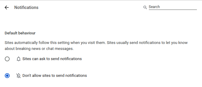 Google Chrome turn off notifications