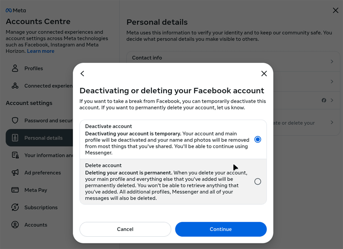 Deactivate or delete