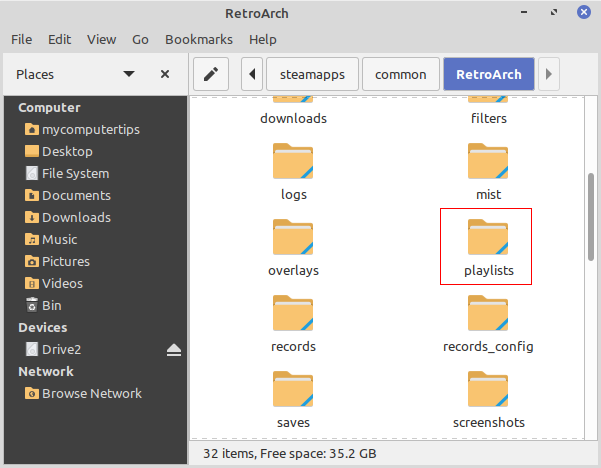 Open the playlists folder