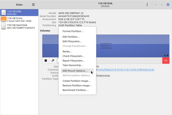 Click Edit mount options