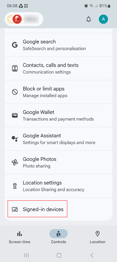 Select family member