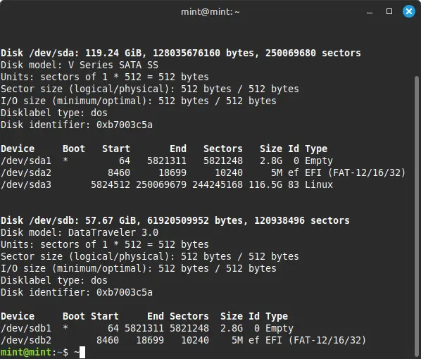 View hard disk information in terminal